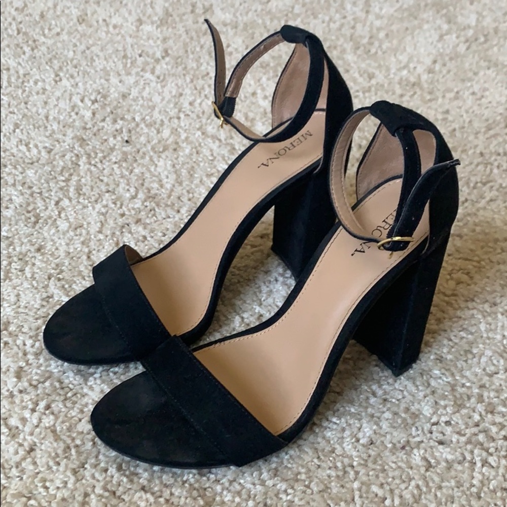 Black Strappy Block Heels
